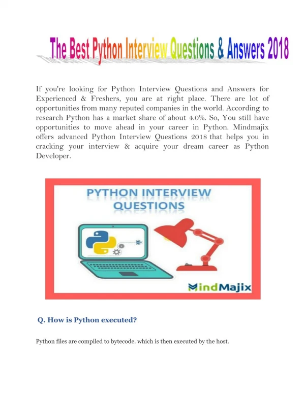 Advanced python interview questions & answers 2018 learn now!