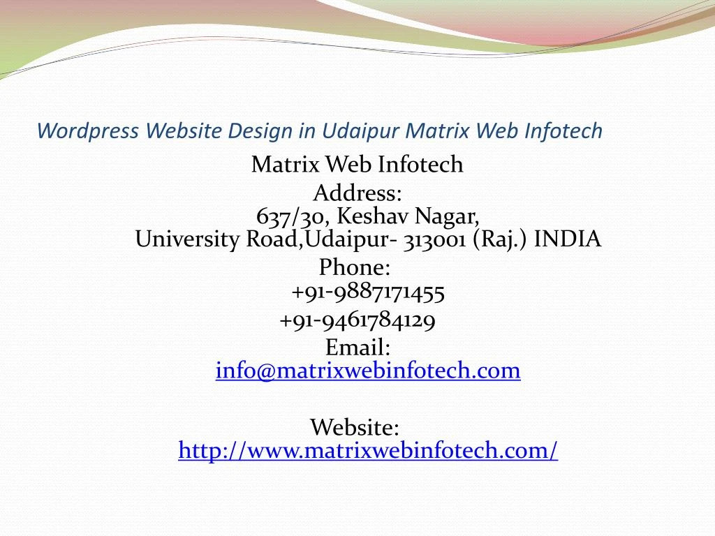 wordpress website design in udaipur matrix web infotech