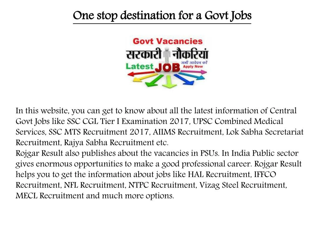 one stop destination for a govt jobs