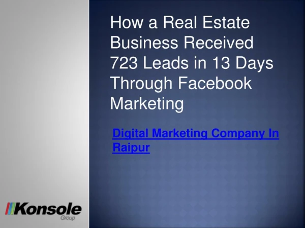 Facebook marketing for a Real Estate company