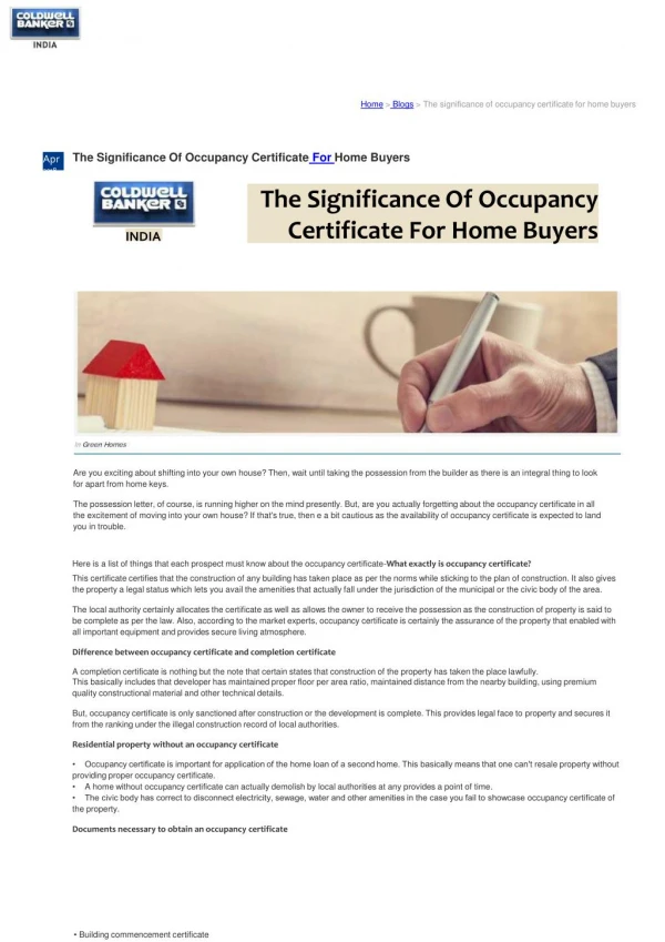The Significance Of Occupancy Certificate For Home Buyers
