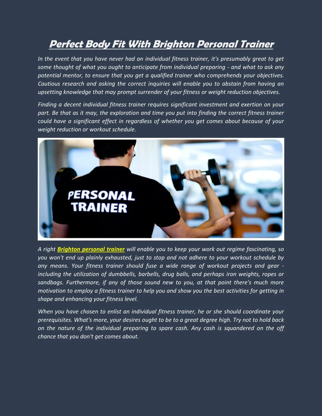 perfect body fit with brighton personal trainer