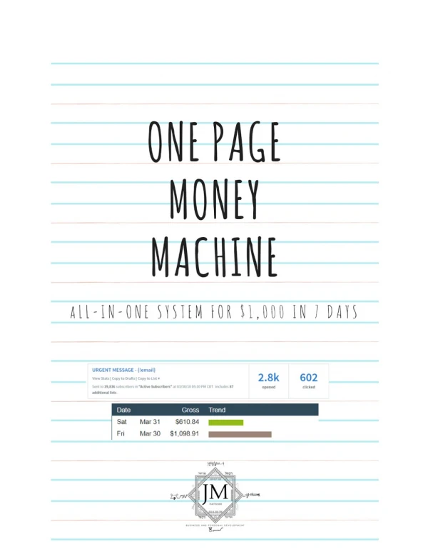 One PAGE MONEY MACHINE