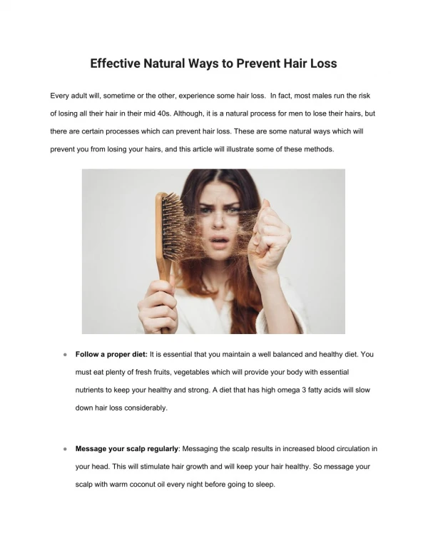 Effective Natural Ways to Prevent Hair Loss