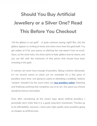 Should You Buy Artificial Jewellery or a Silver One