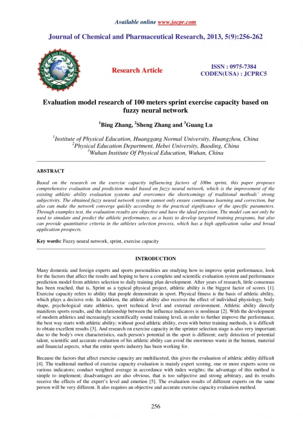 Evaluation model research of 100 meters sprint exercise capacity based on fuzzy neural network