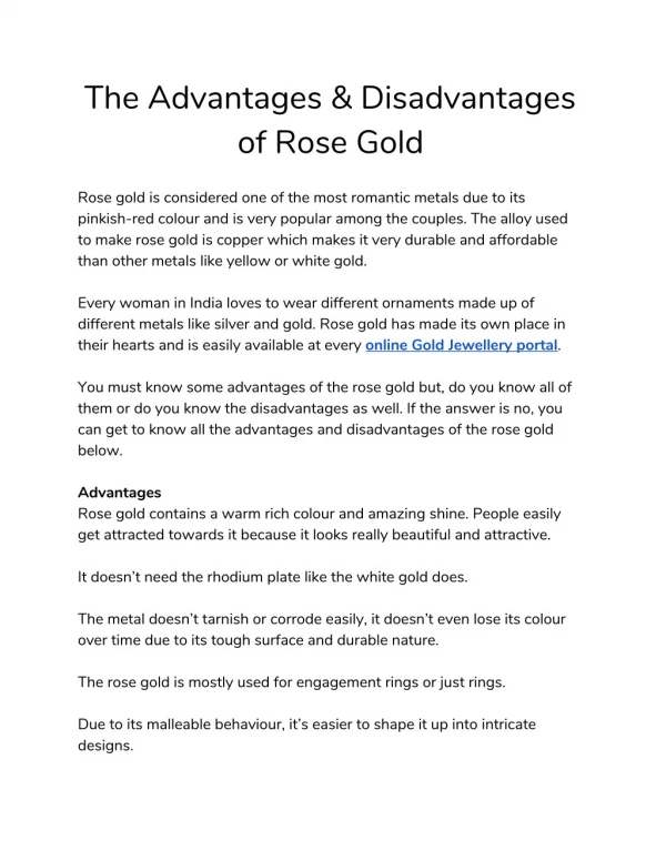 The Advantages & Disadvantages of Rose Gold