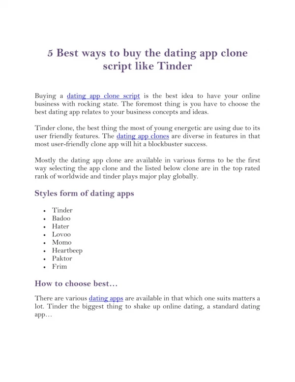 5 Best ways to buy the dating app clone script like Tinder