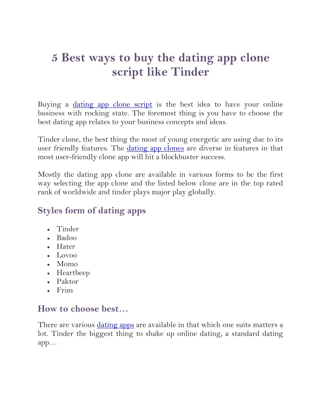 5 best ways to buy the dating app clone script