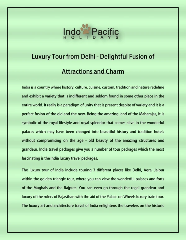 Luxury Tour from Delhi - Delightful Fusion of Attractions and Charms