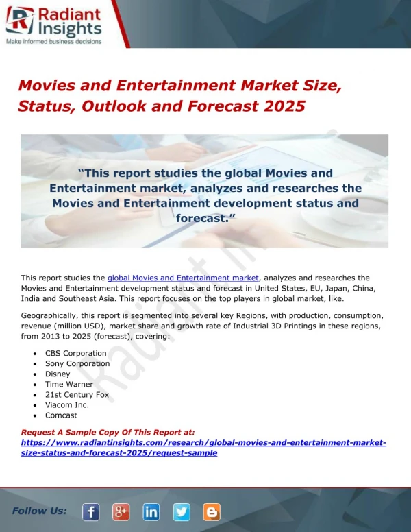 Movies and Entertainment Market Size, Status, Outlook and Forecast 2025