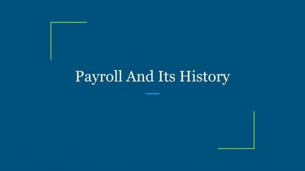 Payroll And Its History