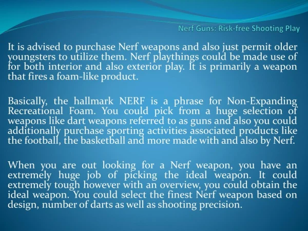 Nerf Guns Risk-free Shooting Play
