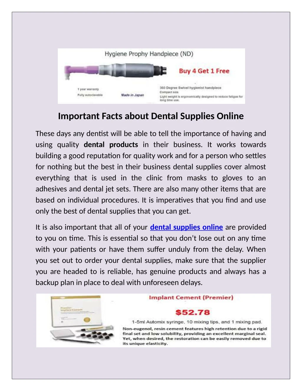 important facts about dental supplies online