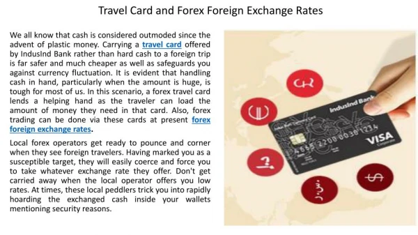 Benefits of Forex Travel Card and Forex Foreign Exchange Rates