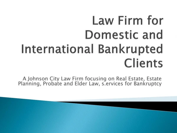 Law Firm for Domestic and International Bankrupted Clients