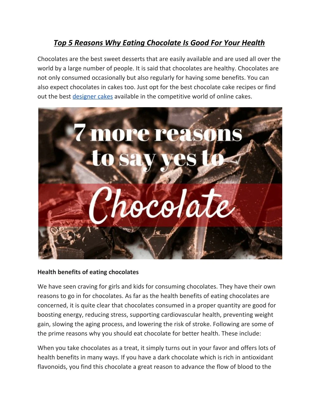 top 5 reasons why eating chocolate is good