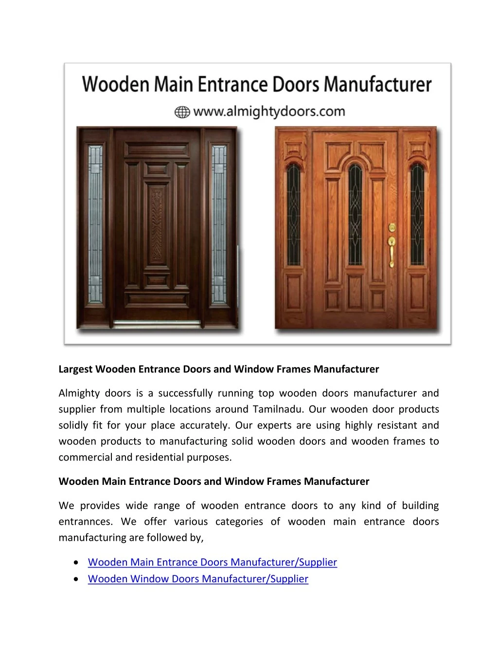 largest wooden entrance doors and window frames