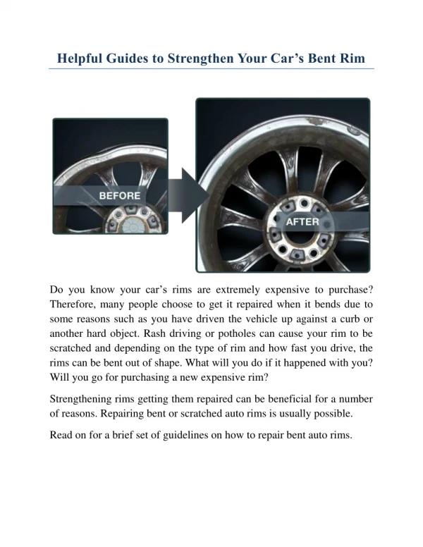 Helpful Guides to Strengthen Your Car’s Bent Rim