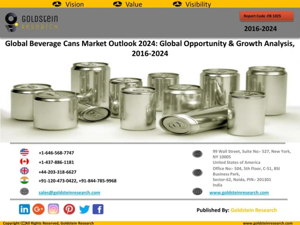 Beverage Can Market Outlook 2024: Global Opportunity And Demand Analysis, Market Forecast, 2016-2024
