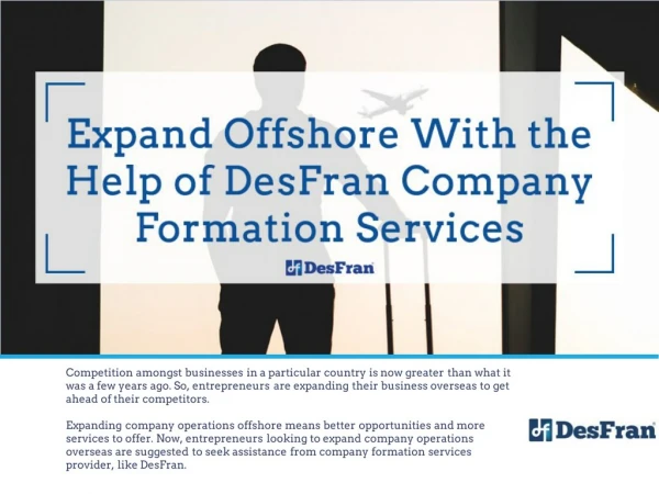 Expand Offshore With the Help of DesFran Company Formation Services