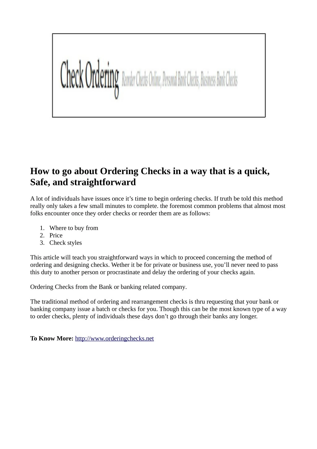 how to go about ordering checks in a way that