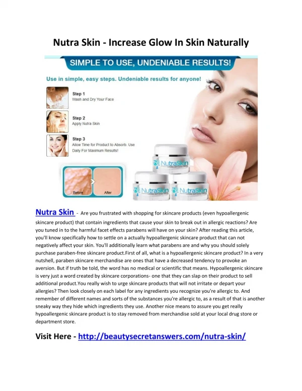 Nutra Skin - Recover Your Damage Skin cells!