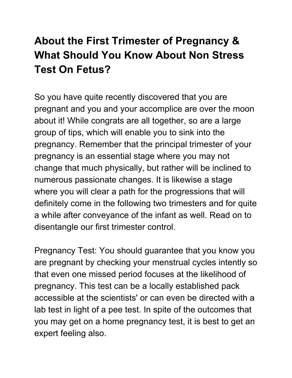 about the first trimester of pregnancy what
