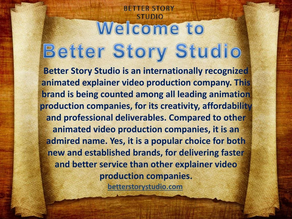 welcome to better story studio