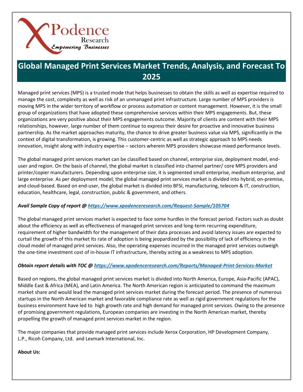 global managed print services market trends