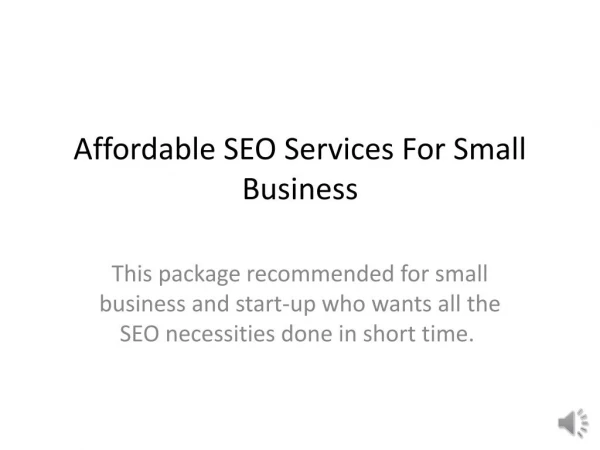 Affordable SEO Services For Small Business