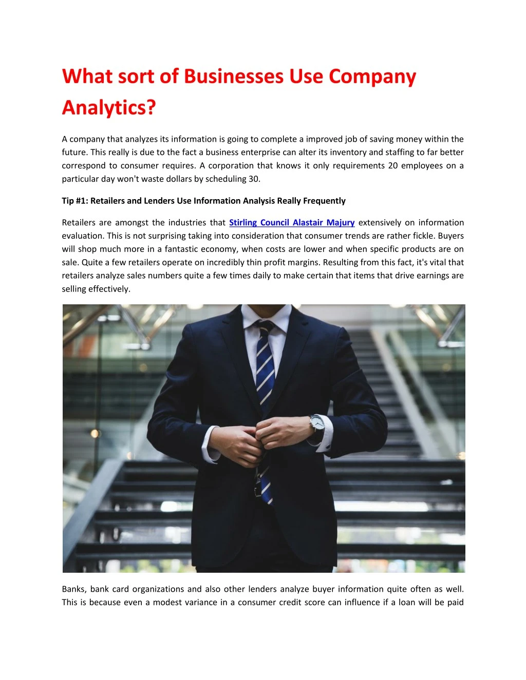 what sort of businesses use company analytics