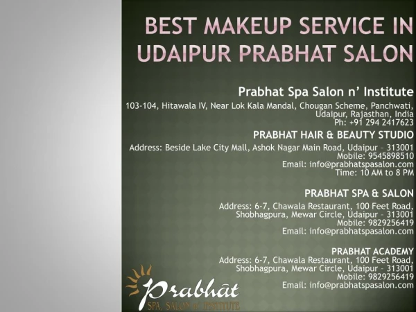 Best Makeup Service in Udaipur Prabhat Salon