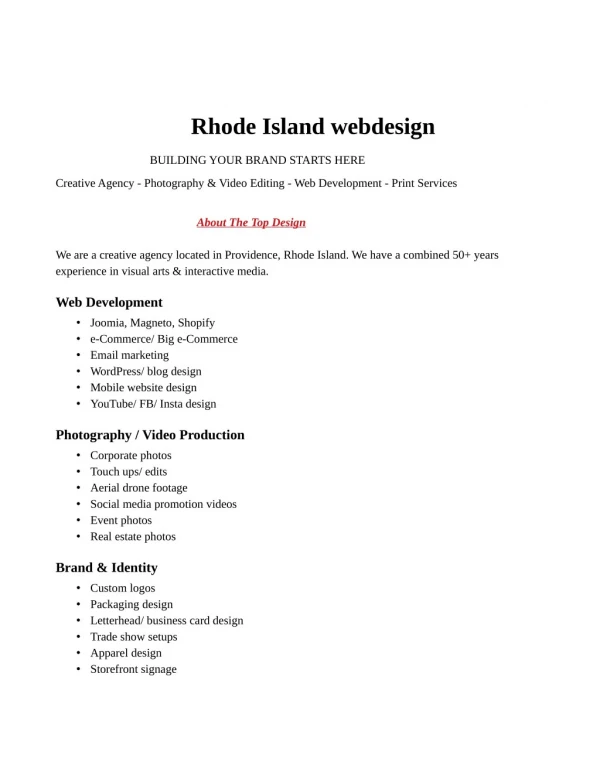 Rhode Island web design