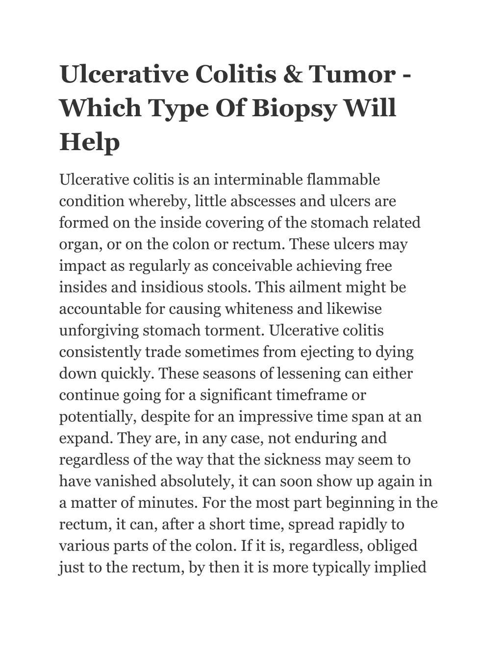 ulcerative colitis tumor which type of biopsy