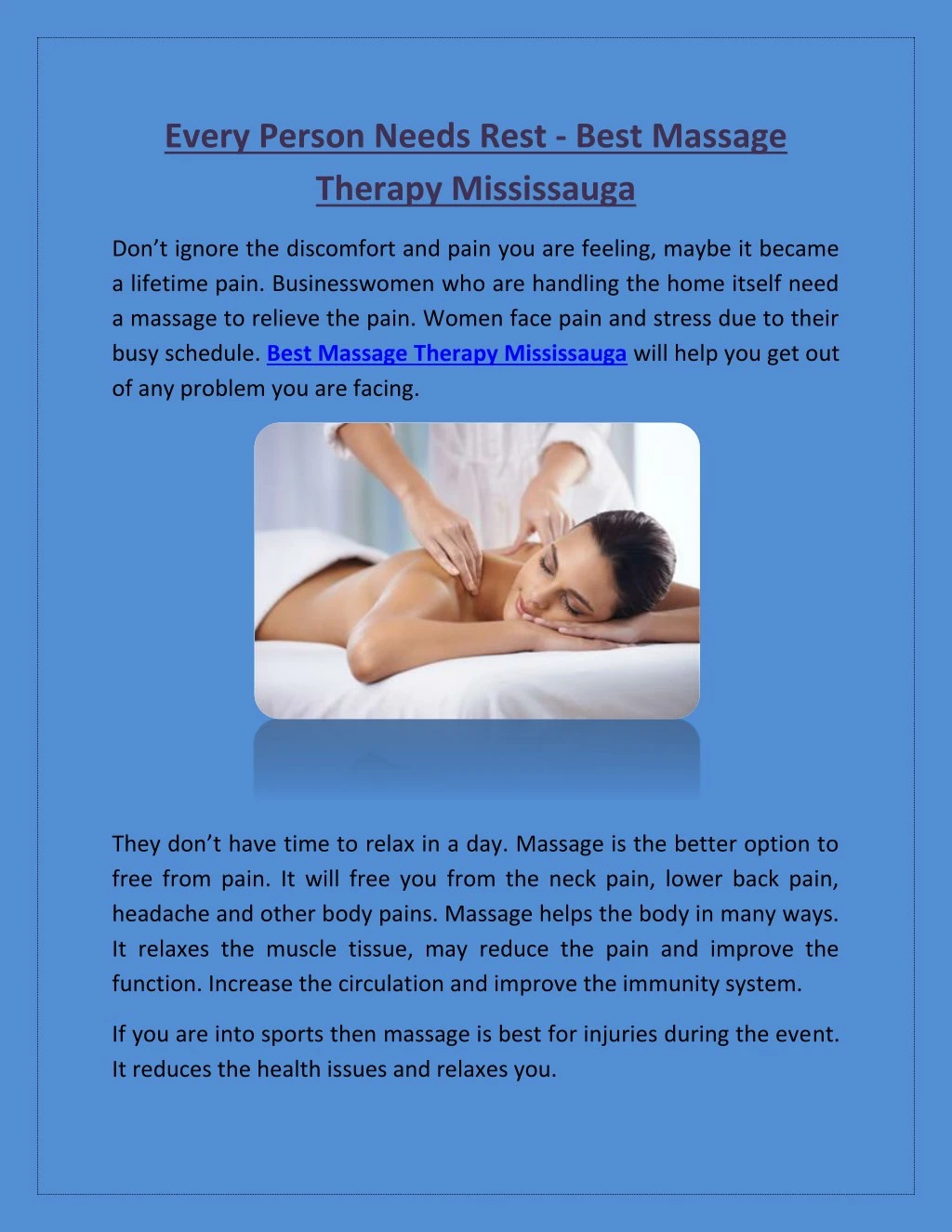 every person needs rest best massage therapy
