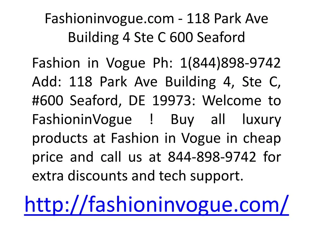 fashioninvogue com 118 park ave building