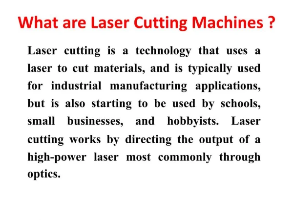 Laser Cutting Machines Manufacturers & Suppliers