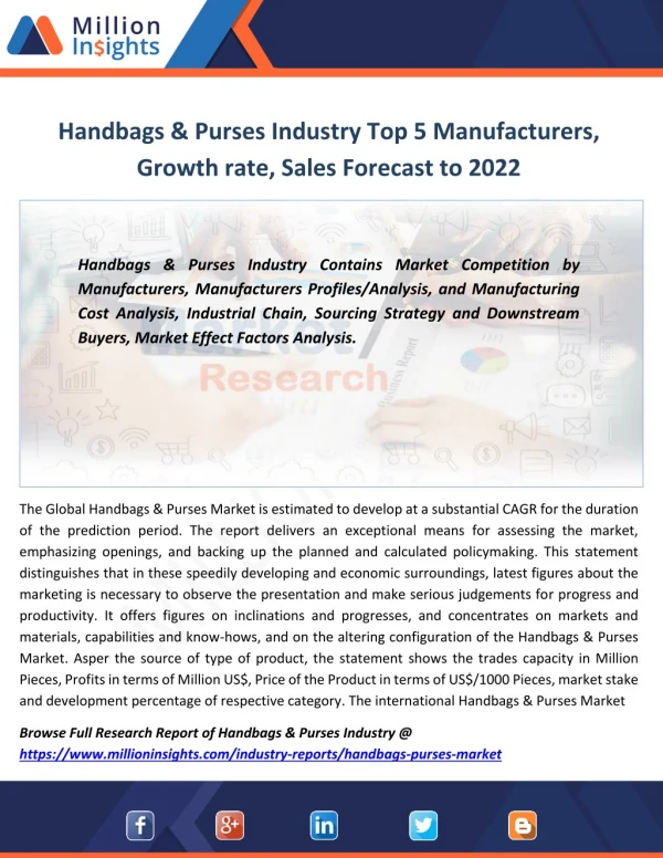 Handbags & Purses Industry Consumption Growth Rate by Application, share By 2022