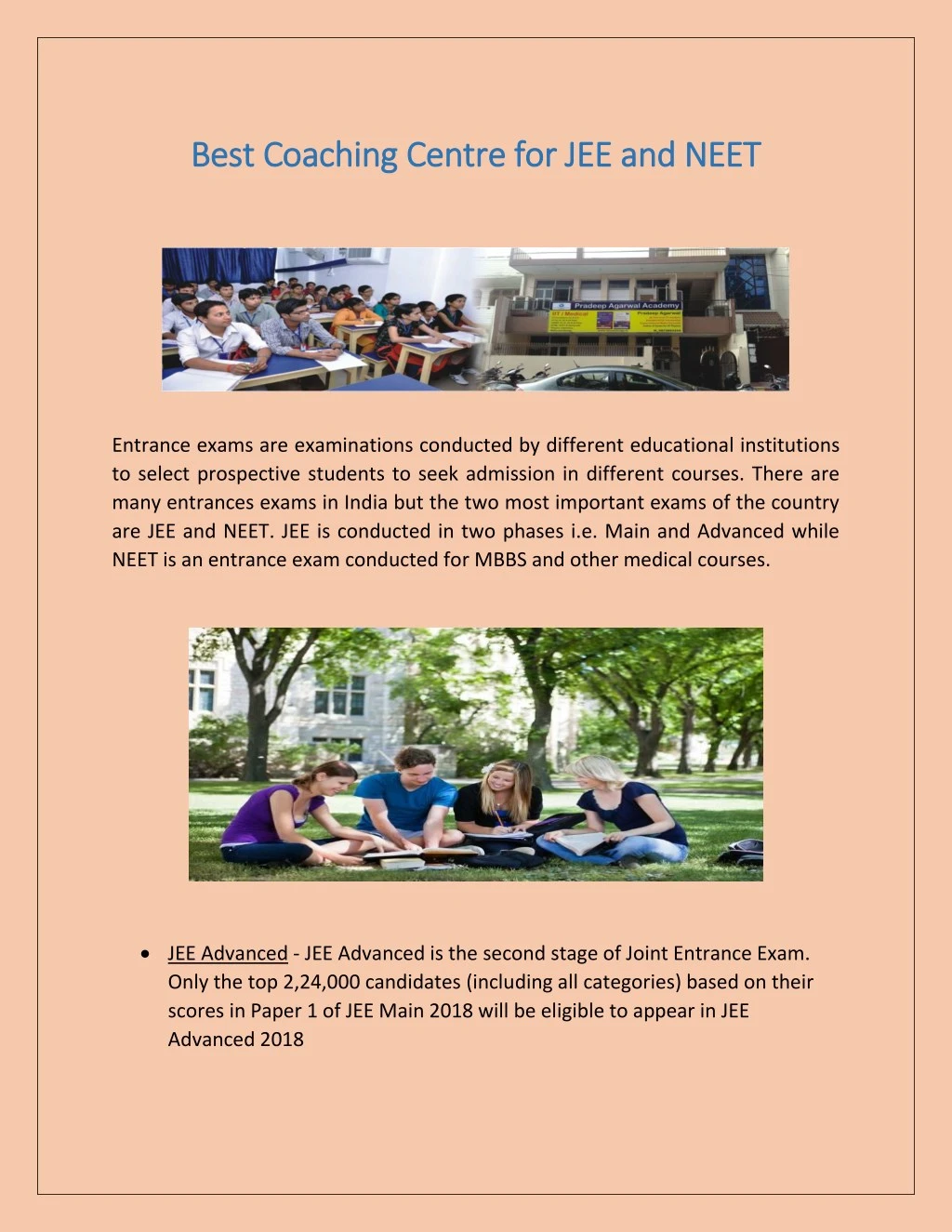 best coaching centre for jee and neet best