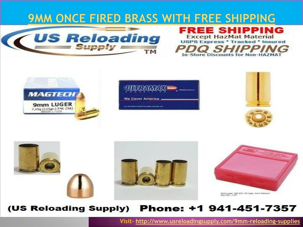 9mm once fired brass with free shipping