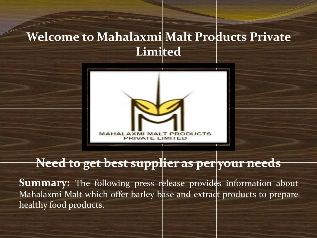 welcome to mahalaxmi malt products private limited