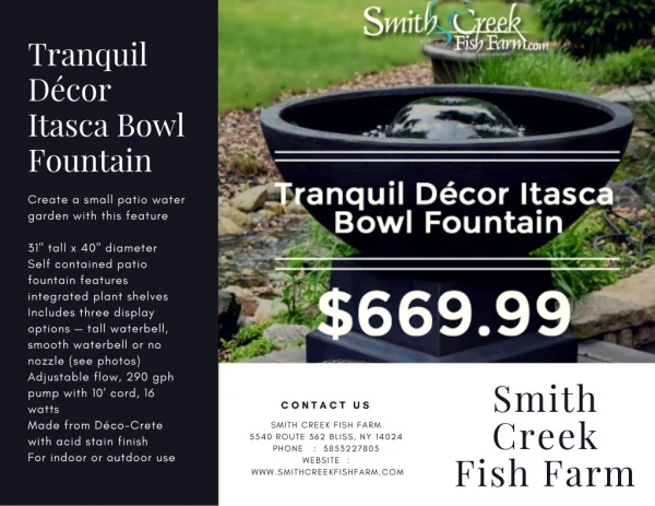 Tranquil Décor Itasca Bowl Fountain-SmithCreekFishFarm