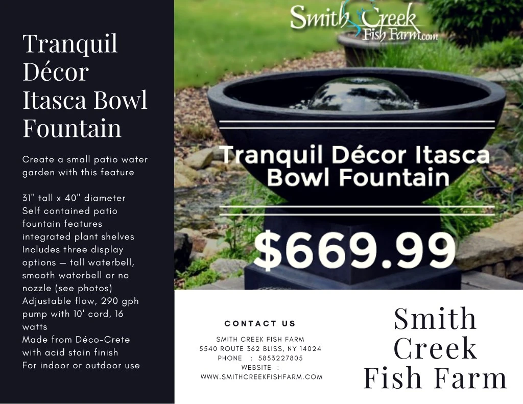 tranquil d cor itasca bowl fountain