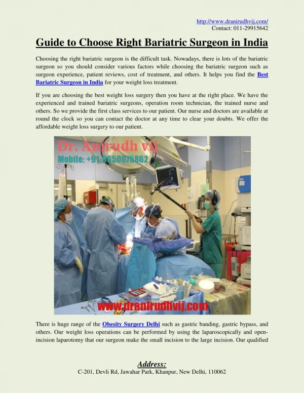 Guide to Choose Right Bariatric Surgeon in India