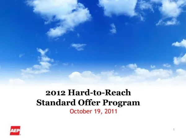 2012 Hard-to-Reach Standard Offer Program