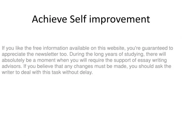 Achieve Self improvement