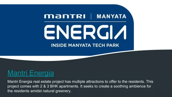 Mantri energia | Hebbal Bangalore