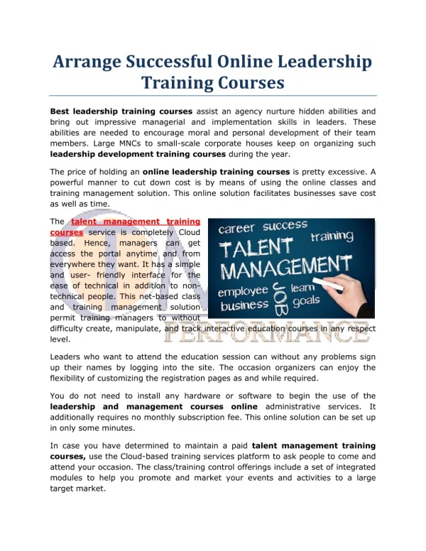 Arrange Successful Online Leadership Training Courses