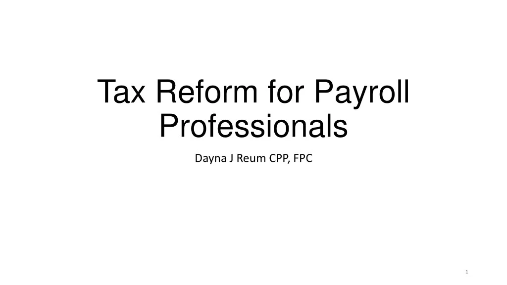 tax reform for payroll professionals